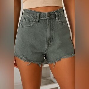 We The Free greenish gray denim Jean shorts button fly size 27